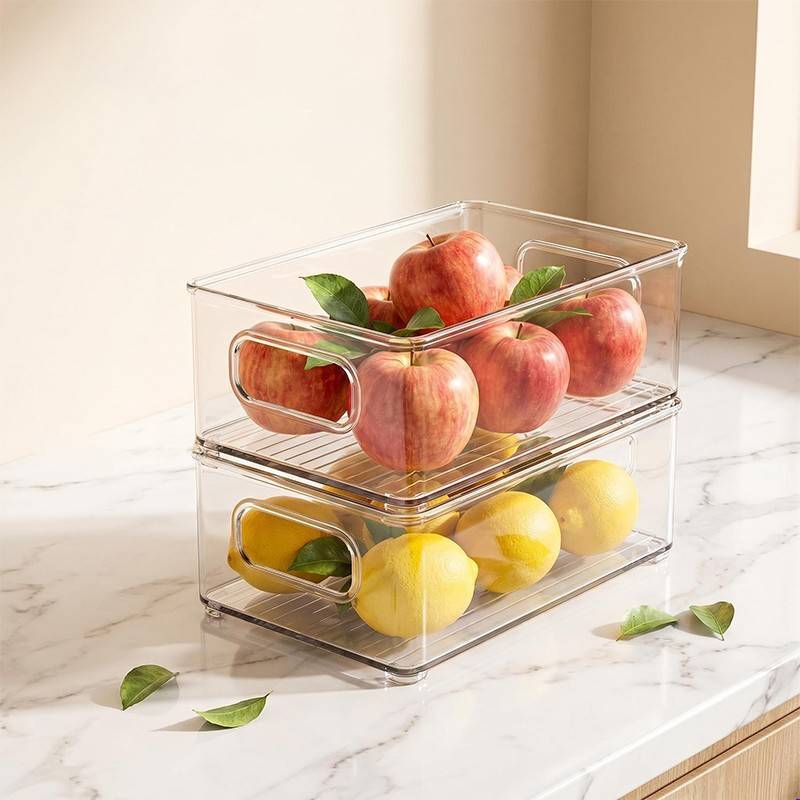 6PCS Fridge Organiser Stackable Storage Box Transparent Container For Kitchen UK - Image 5