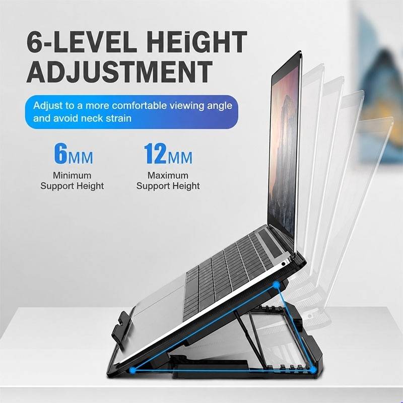 13-17inch Laptop Cooling Pad With 6 Quiet Fans, 6 Height Wind Speed - Image 7