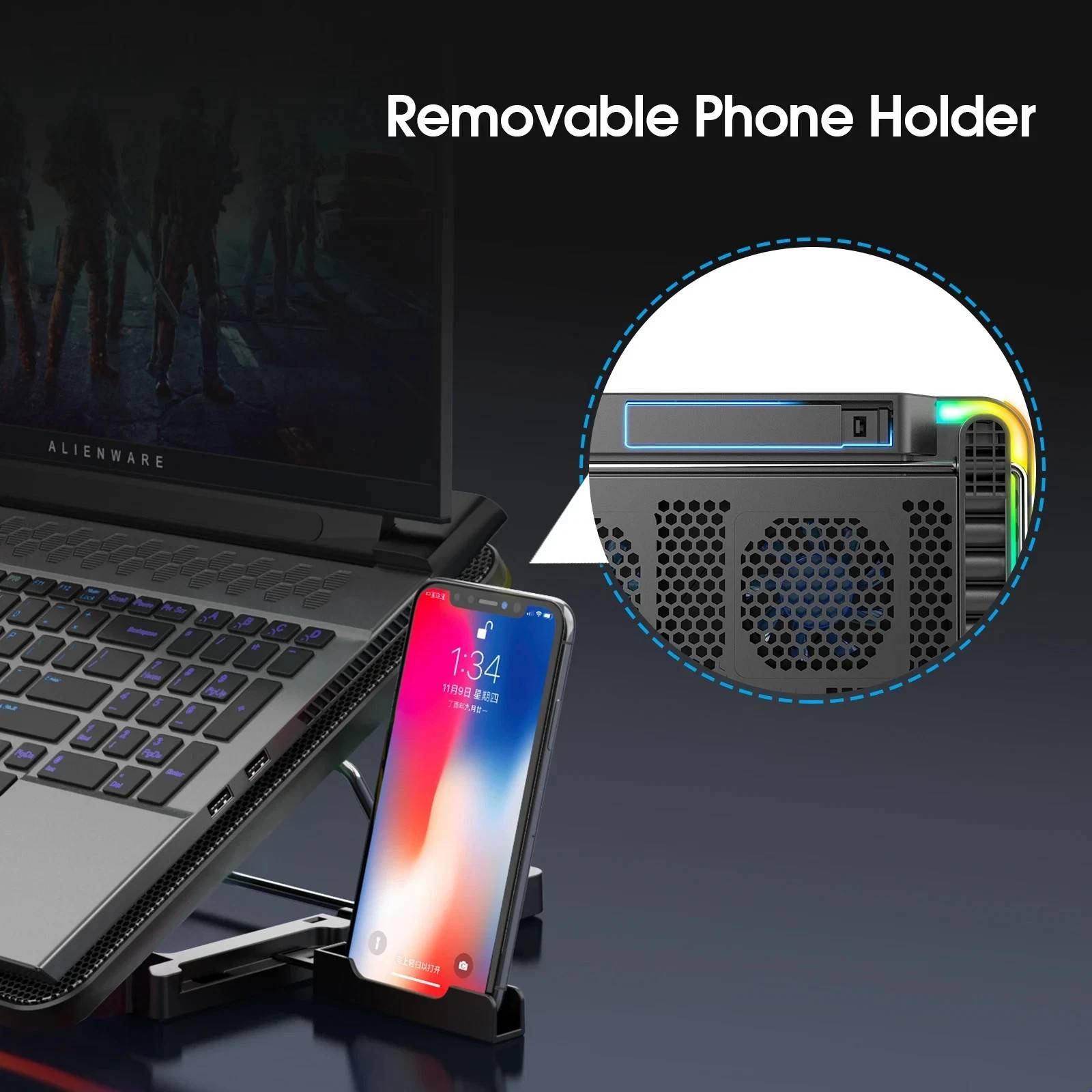 13-17inch Laptop Cooling Pad With 6 Quiet Fans, 6 Height Wind Speed - Image 8