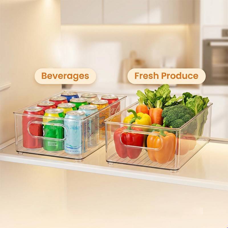 6PCS Fridge Organiser Stackable Storage Box Transparent Container For Kitchen UK - Image 4
