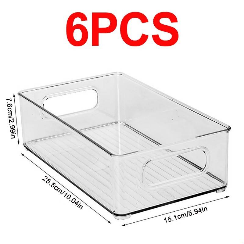6PCS Fridge Organiser Stackable Storage Box Transparent Container For Kitchen UK - Image 6