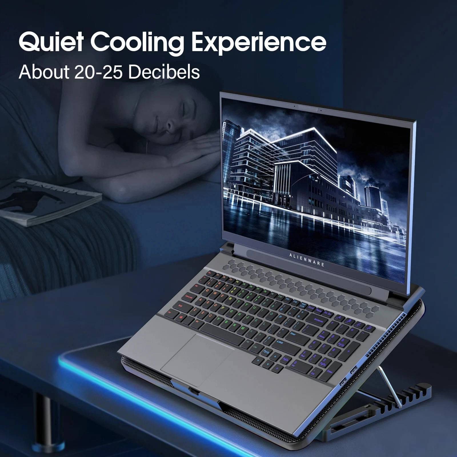 13-17inch Laptop Cooling Pad With 6 Quiet Fans, 6 Height Wind Speed - Image 5
